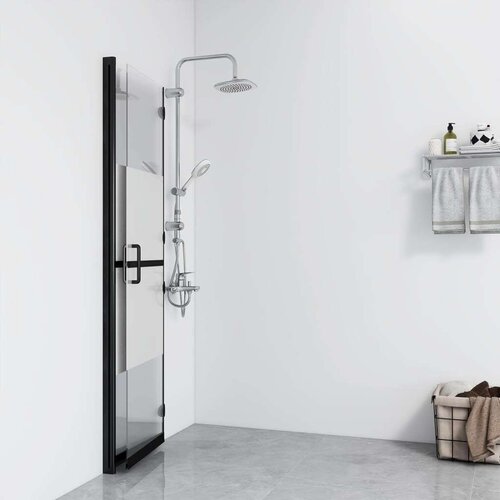 VidaXL Sklopiva pregrada za tu&amp;scaron; napola matirano ESG staklo 90 x 190 cm Slike