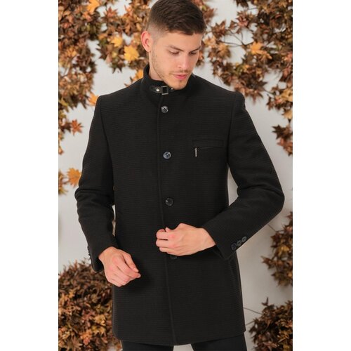 Dewberry PLT8367 MEN&amp;#039;S COAT-DARK PLAIN BLACK Slike