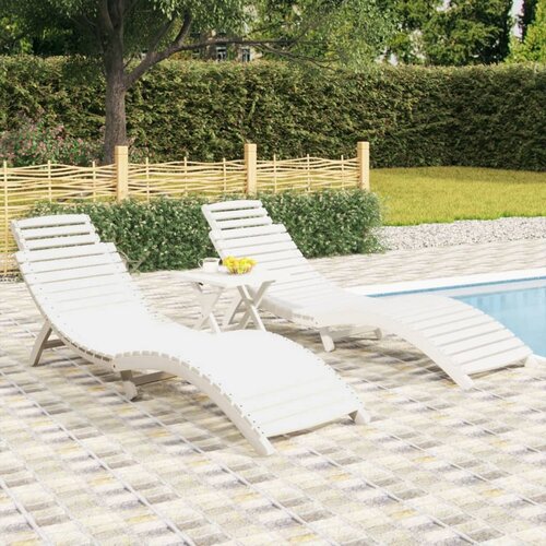 VidaXL Ležaljke za sunčanje 2 kom bijele 184 x 55 x 64 cm drvo bagrema Slike