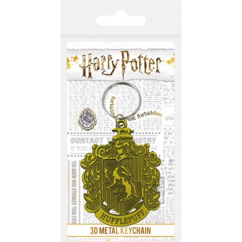 Pyramid harry potter (hufflepuff crest) metal keychain Slike