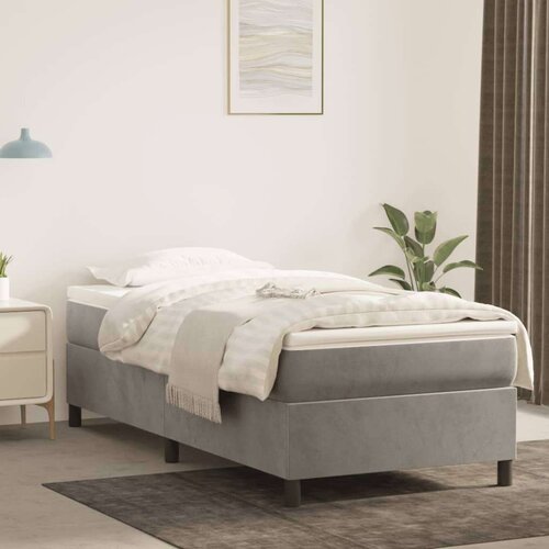 Box spring postelja z vzmetnico svetlo siva 100x200 cm žamet, (20726875) Slike
