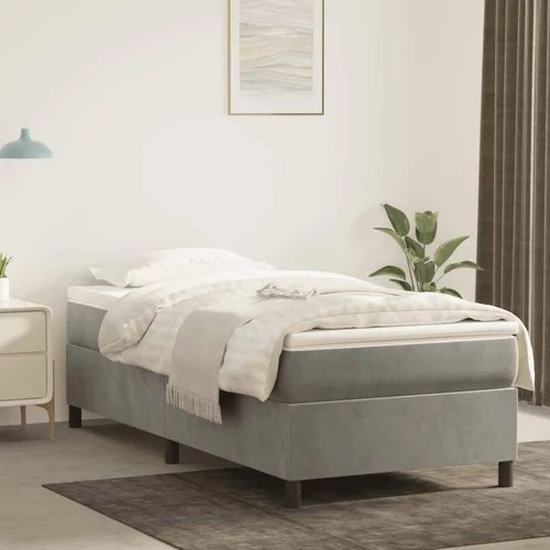Box spring postelja z vzmetnico svetlo siva 100x200 cm žamet, (20726875)