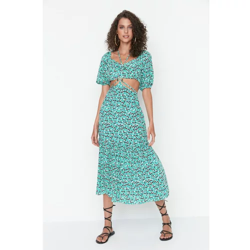 Trendyol Green Cut-Out and Accessory Detailed Dress