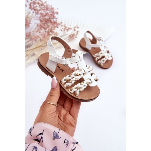 Kesi Children's Velcro sandals with stripes white Sammy Cene