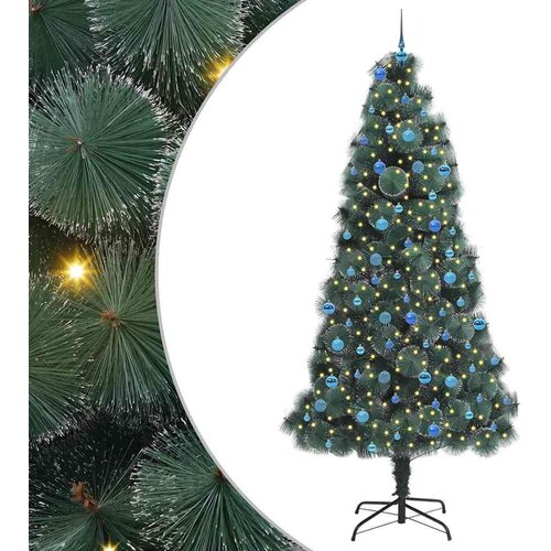 vidaXL Umjetno predsvjetljeno božićno drvce s setom kroglica 240 cm Cene
