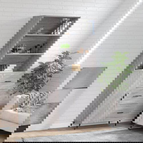vidaXL Visoka komoda siva sonoma 69,5x34x180 cm inženirski les Cene