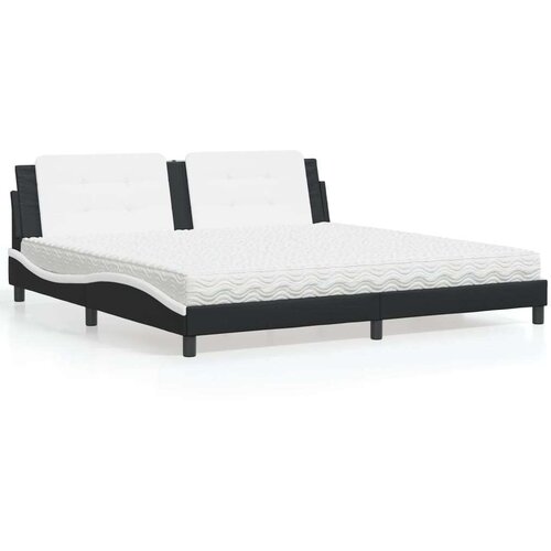  Postelja z vzmetnico črna in bela 200x200 cm umetno usnje, (21143001) Cene