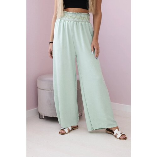 Kesi Trousers with wide elastic waistband mint Cene
