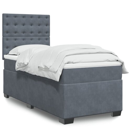  The Living Store Box spring postelja z vzmetnico temno siv 90x190 cm žamet - Box Spring Postelja, (21458131) Slike