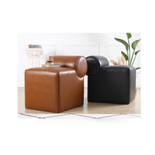 Atelier Del Sofa rohin deri puf - black black pouffe Slike