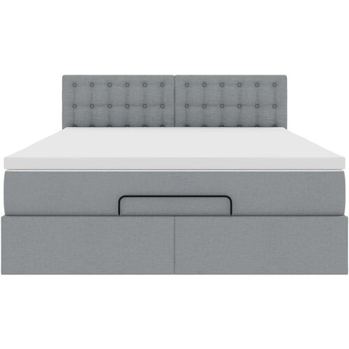 VidaXL Otomanski krevet s madracem svijetlosivi 140x190 cm od tkanine Slike