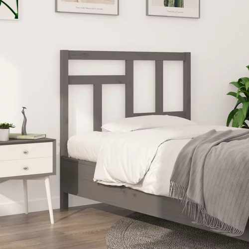  Uzglavlje za krevet sivi 105,5 x 4 x 100 cm od masivne borovine