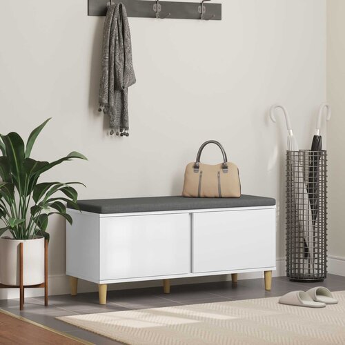  Klupa za hodnik s jastukom s pohranom Bijeli 100 x 38 x 46 cm Cijene