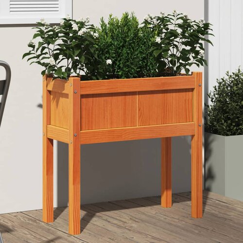 vidaXL Vrtno korito z nogami voščeno rjavo 70x31x70 cm trdna borovina Cene