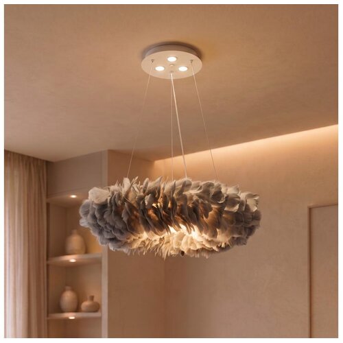 Brilagi LED luster na sajli FEATHER, 3x E27 (maks. 40W) / 230V + 3x LED 3W, &amp;Oslash; 50 cm, u sivoj boji Slike