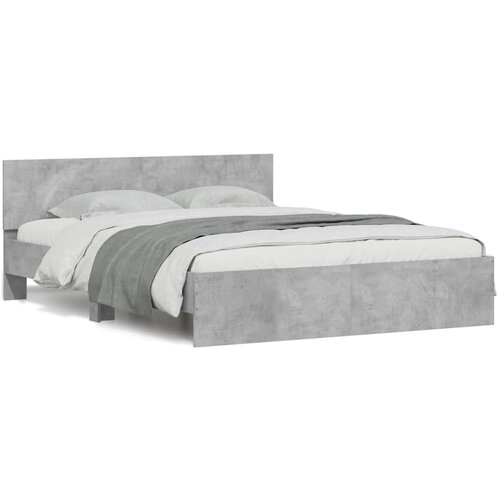 vidaXL Okvir za krevet s uzglavljem i LED siva boja betona 150x200 cm Cijene
