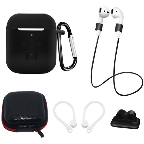 IZMAEL.eu Kompletni set silikonskega ohišja za AirPods 2 / AirPods 1 - Črna Cene