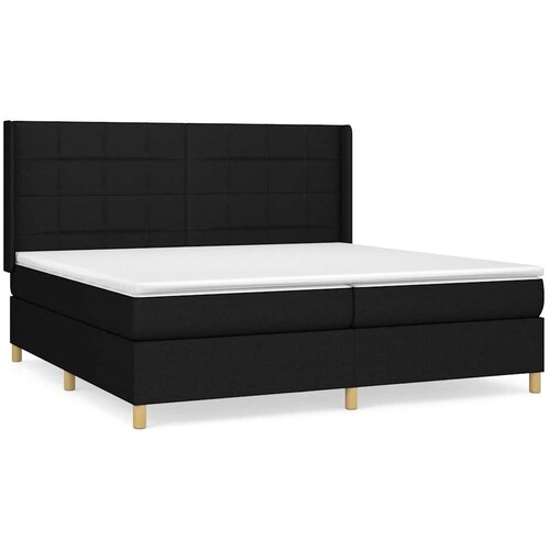  Krevet s oprugama i madracem crni 200x200 cm od tkanine Slike