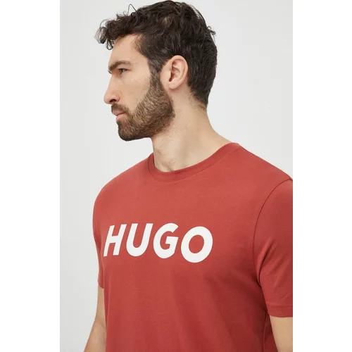 Hugo Bombažna kratka majica moški, bordo barva