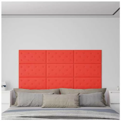  Stenski paneli 12 kosov rdeči 60x30 cm umetno usnje 2,16 m²