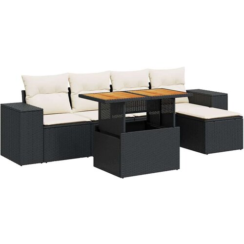 vidaXL 6-dijelni set vrtnih sofa s jastucima crni od poliratana Cijene