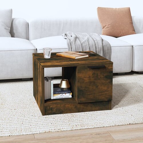 VidaXL Klubska mizica dimljeni hrast 50x50x36 cm konstruiran les Slike