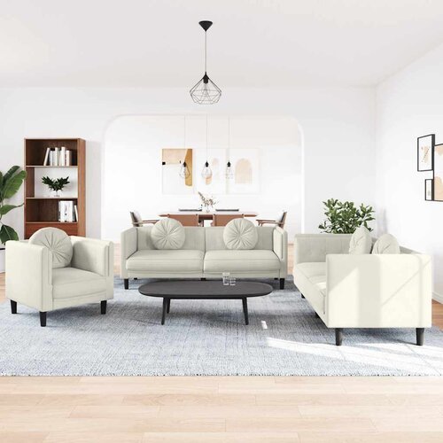  3-dijelni set sofa s jastucima krem bar&scaron;unasti Cijene