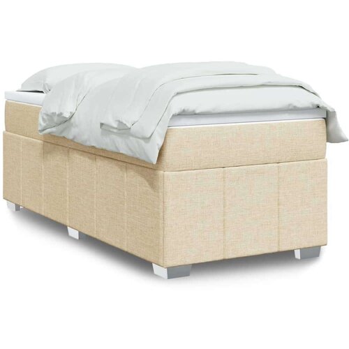 vidaXL Box spring postelja z vzmetnico krem 90x200 cm blago Cene
