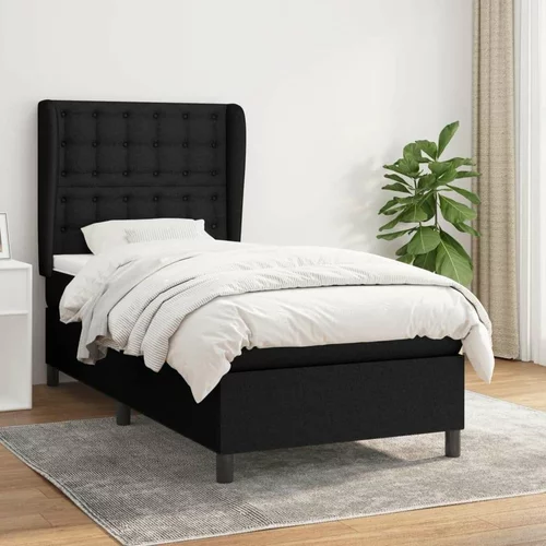  Box spring postelja z vzmetnico črna 90x200 cm blago, (20791913)