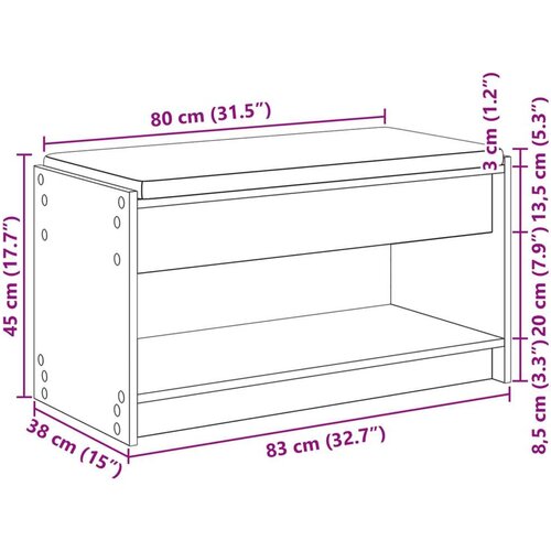  Klupa za hodnik s jastukom Sivi Sonoma 83 x 38 x 45 cm - Sivi Sonoma 83 cm Slike