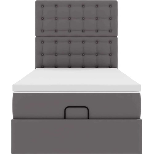 VidaXL otomanski okvir kreveta s madracem sivi 90x200cm umjetna koža Slike