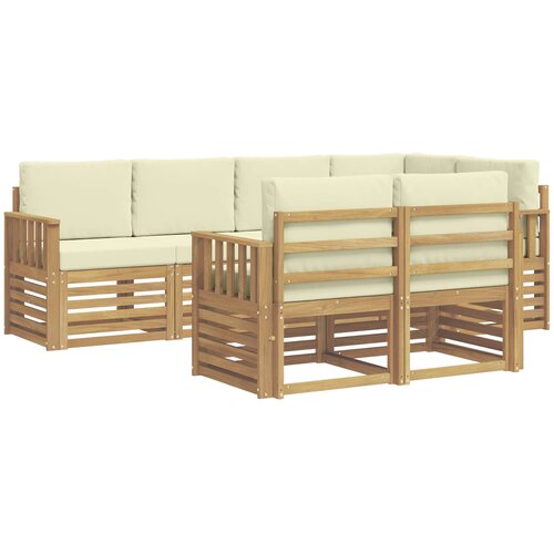  Set vanjskih sofa 7 pcs Bijela i krem 247 x 128,5 x 73 cm Slike