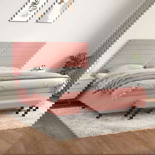  S oprugama i madracem ružičasti 180x200 cm baršunasti Cijene