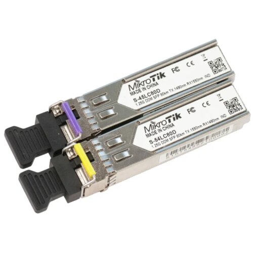 MikroTik Par modula S-4554LC80d (1.25G SM 80km T1490nm/R1550nm LC) + (1.25G SM 80km T1550nm/R1490nm) srebrni Slike