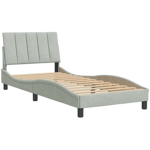 VidaXL Okvir za krevet s uzglavljem svjetlosivi 90x190 cm bar&amp;scaron;unasti Slike