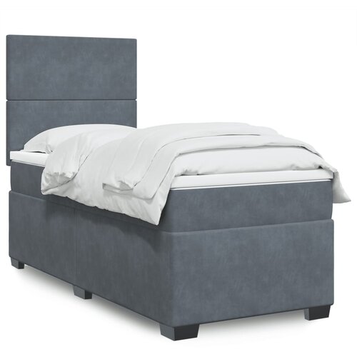  The Living Store Box spring postelja z vzmetnico temno siv 90x190 cm žamet - Box Spring Postelja, (21458025) Slike