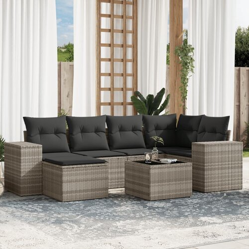 VidaXL 7-dijelni set vrtnih sofa svjetlosivi od poliratana Slike