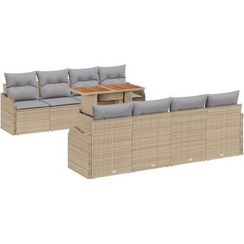  9-dijelni vrtni sofa set s jastučićima  bež  poli ratan  akacija  2-sjedalni vrtni sofa s jastučićima  bež  poli ratan Cijene