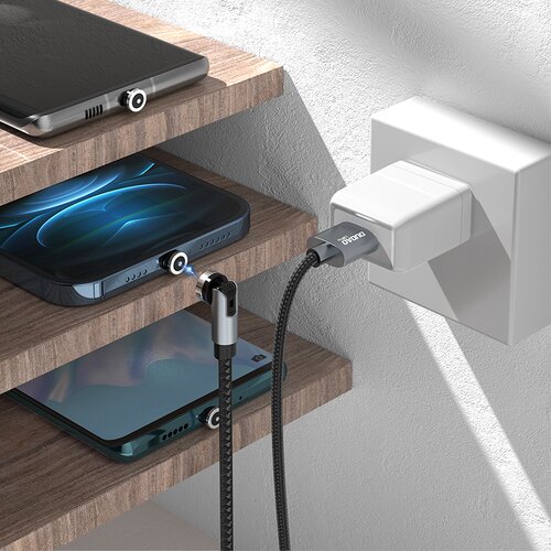 Dudao magnetni USB kabel + komplet vtičev Lightning / USB Type C / Micro USB 3 A 1 m siv Slike