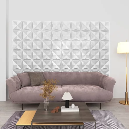 vidaXL 3D stenski paneli 48 kosov 50x50 cm origami beli 12 m²