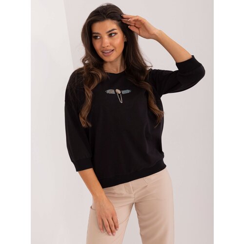 Fashion Hunters Women&amp;#039;s Black Casual Blouse with Round Neckline Slike