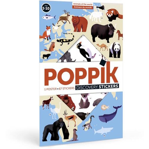 Poppik Edukativni poster s nalepnicama Otkrića Životinje 5+ Slike