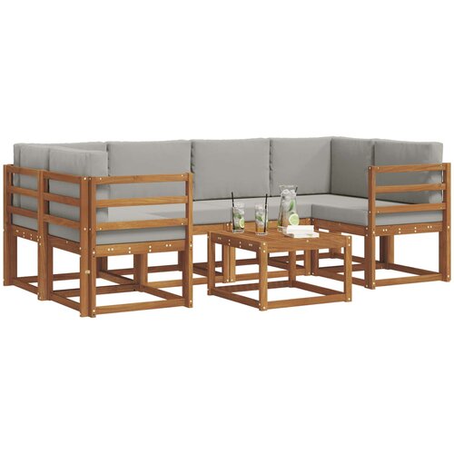  Set vanjskih sofa 7 kom. Prirodna i svijetlo siva Slike