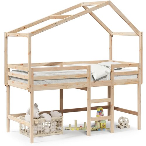 The Living Store Posteljni okvir z lestvijo in streho 90x200 cm borovina - Pograd, (21496288) Cene