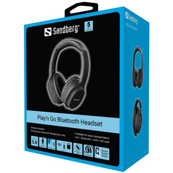 Sandberg Bežične slu&scaron;alice - Play n Go Bluetooth Headset (Bluetooth 5.0; mikrofon; podesiva jačina, crna ) Cijene