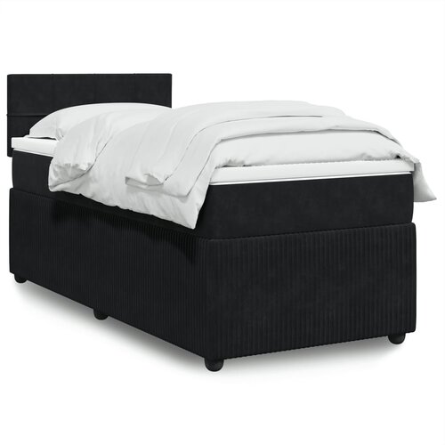 vidaXL Box spring postelja z vzmetnico črn 90x190 cm žamet Cene