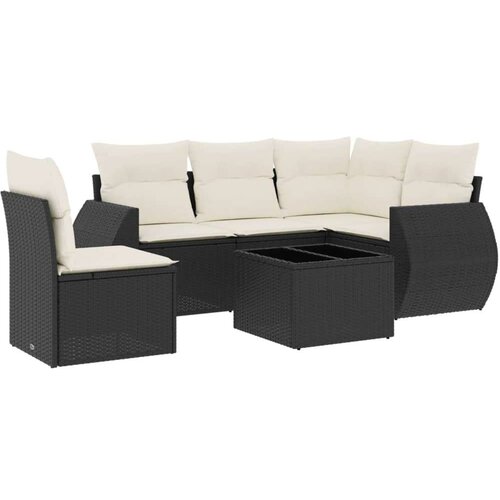 VidaXL 6-dijelni set vrtnih sofa s jastucima crni od poliratana Slike