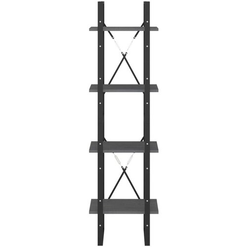 VidaXL knjižna omara 4-nadstropna siva 40x30x140 cm trdna borovina Slike