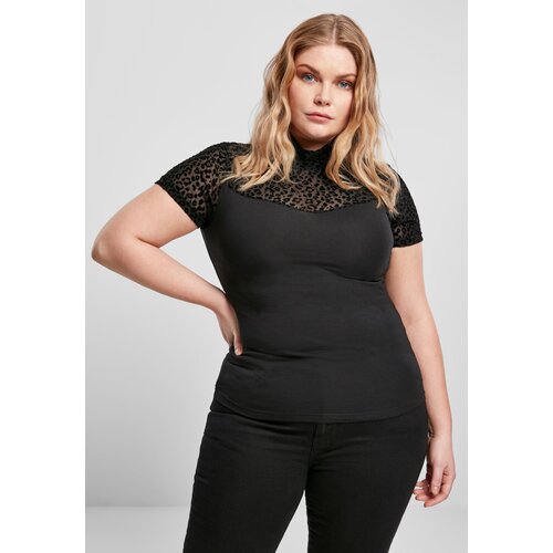 Urban Classics Women&amp;#039;s turtleneck T-shirt Flock with lace black Slike