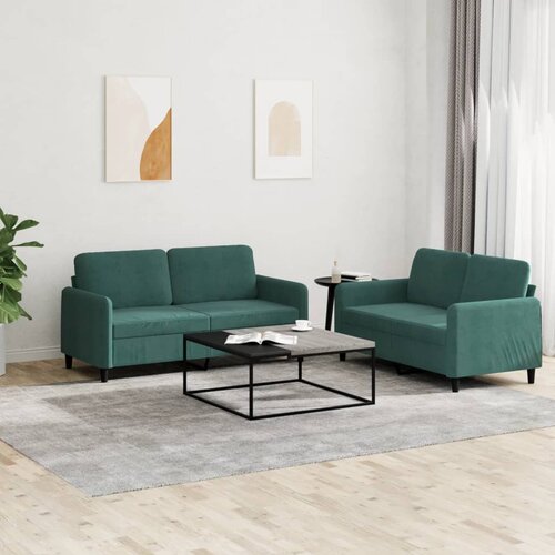 VidaXL 2-dijelni set sofa tamnozeleni bar&amp;scaron;unasti Slike
